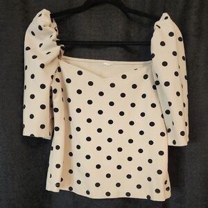 Polka Dot Puff Sleeve Top